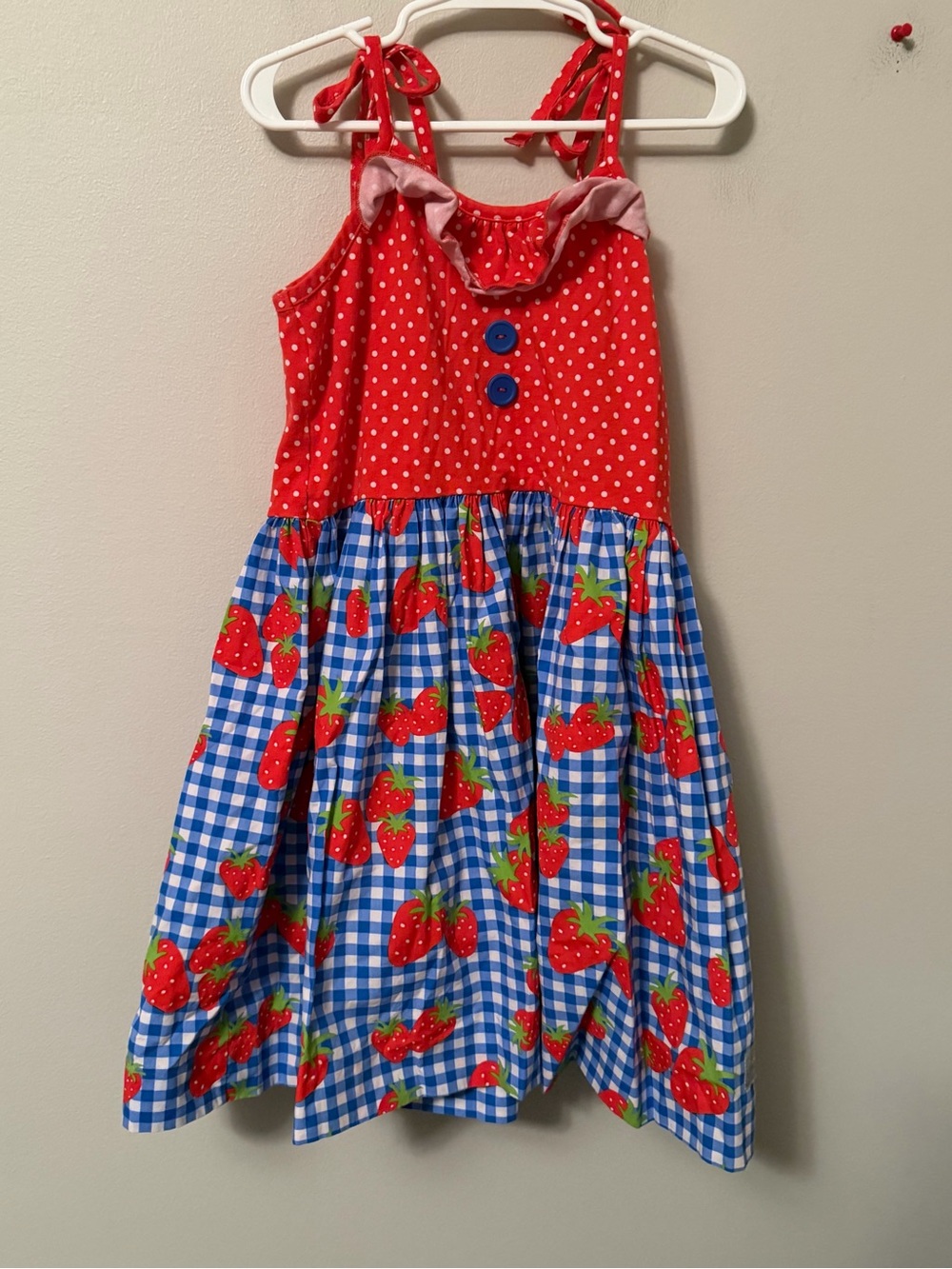 Eleanor Rose Red and Blue Strawberry Print Sundress